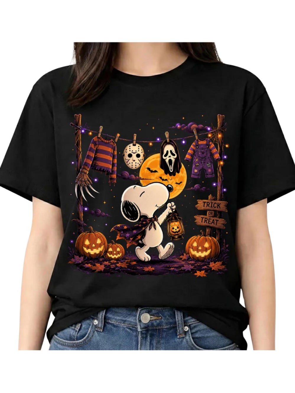 Black Halloween Trick-or-Treat Tee